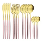 16 шт посуда Нержавеющаясталь столовый набор для кухни ножи, вилки и ложки комплект роскошный ужин Свадебные матовый черный набор столовой посуды