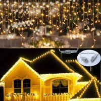 new year garland waterfall festoon led curtain icicle string lights street garland on the house christmas decoration for outdoor