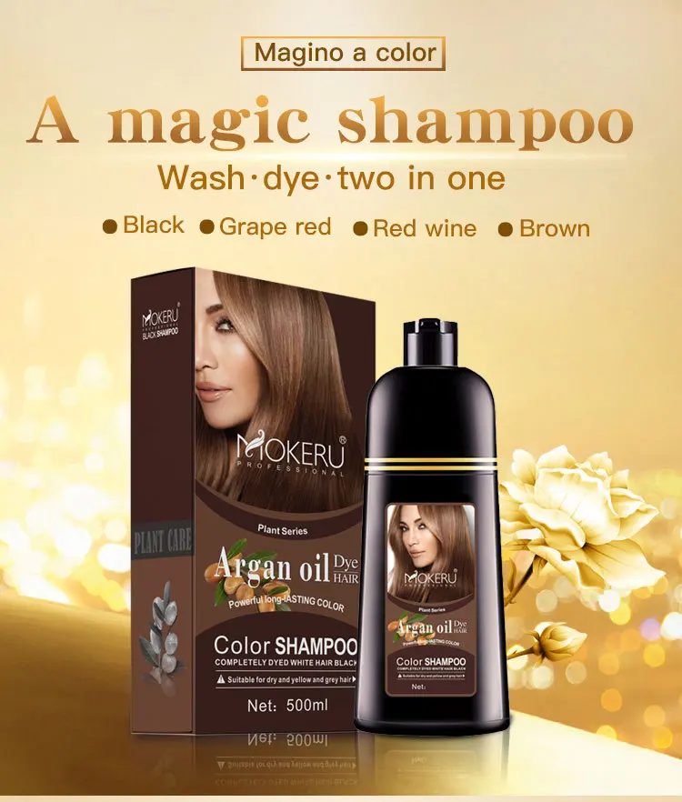 

36pcs MOKERU Natural Plant Hair Dye Easy To Use Fast Black Color Hair No Side Effect Wash Dye Argan Oil Hair Color Shampoo 500ml