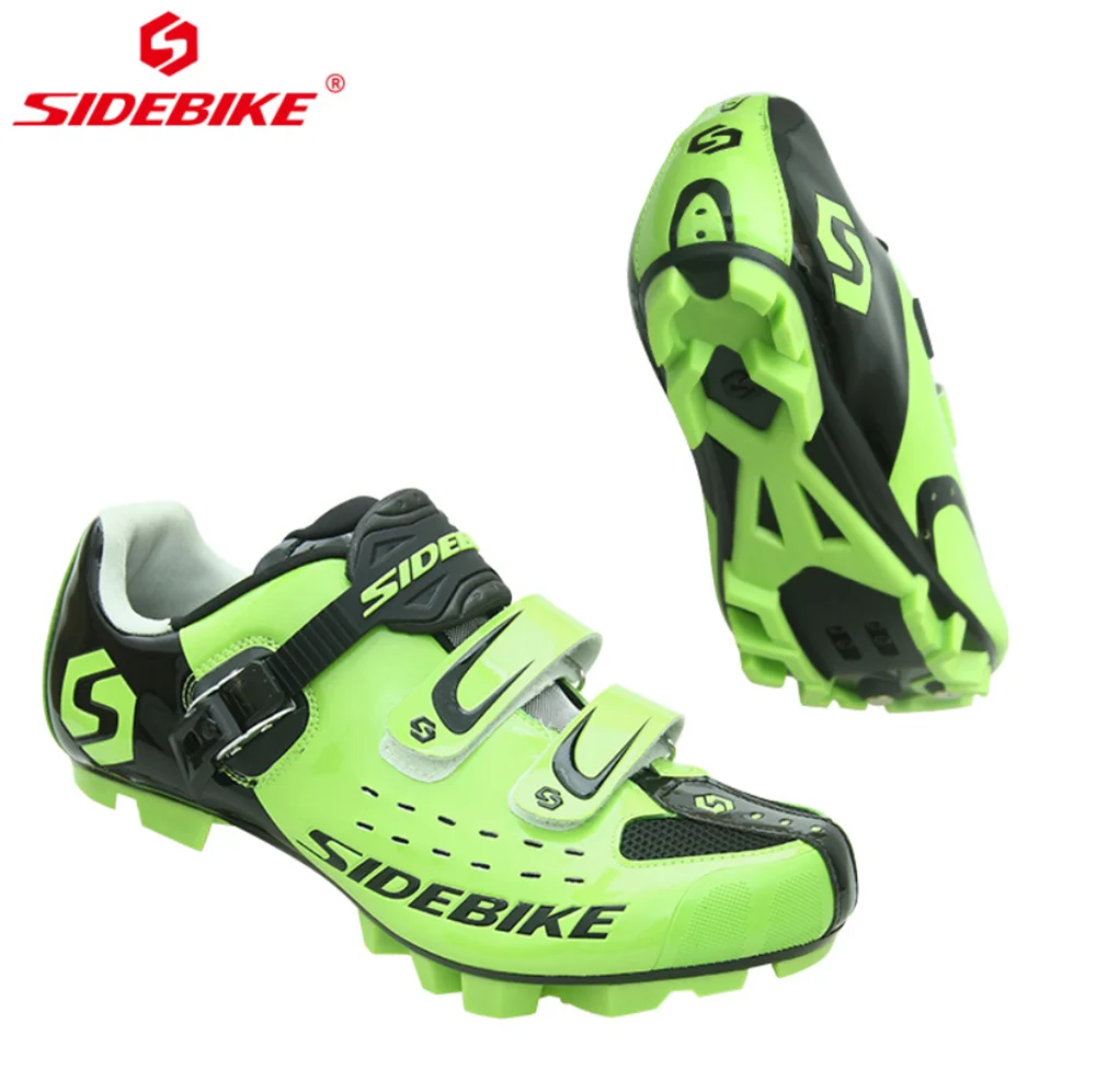 green Sidebike/Обувь для велоспорта MTB, профессиональная обувь для верховой езды с замком, износостойкая, противоскользящая, дышащая, для спорта на открытом воздухе, Мужская велосипедная обувь - Цвет: green