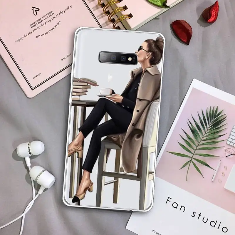 

Girl Boss Pink Women Cartoon Phone Case Transparent For Samsung Galaxy A 71 21s S note 8 9 10 plus 20 ultra