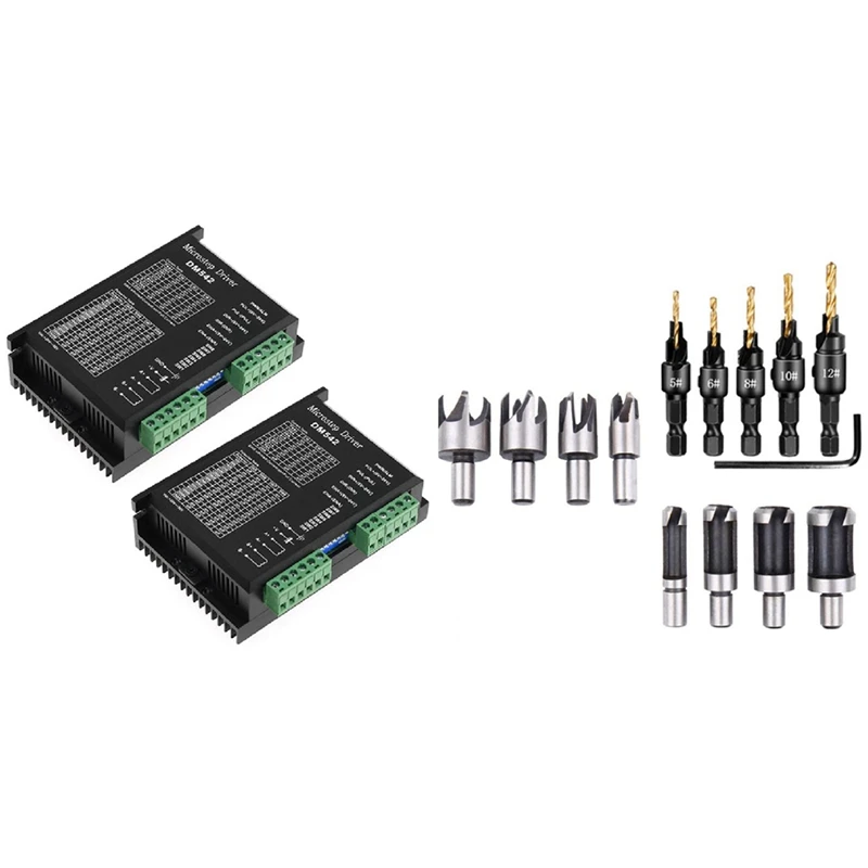 

14Pcs Countersink Drill Bit Wood Plug Carpentry Screw Drilling Pilot Holes & ​2Pcs DM542 Digital Stepper Motor Driver