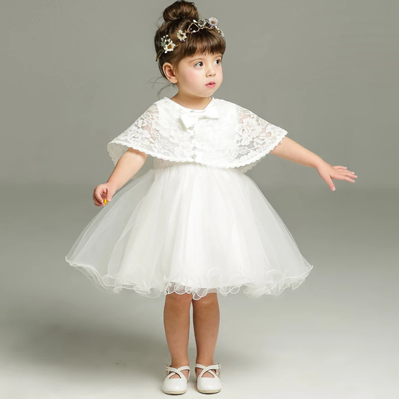 Baby Girls Dress White Lace Princess Dress Infant Baptism Dresses Baby Birthday Wedding Party Dress Prom Evening Dress 0-24M