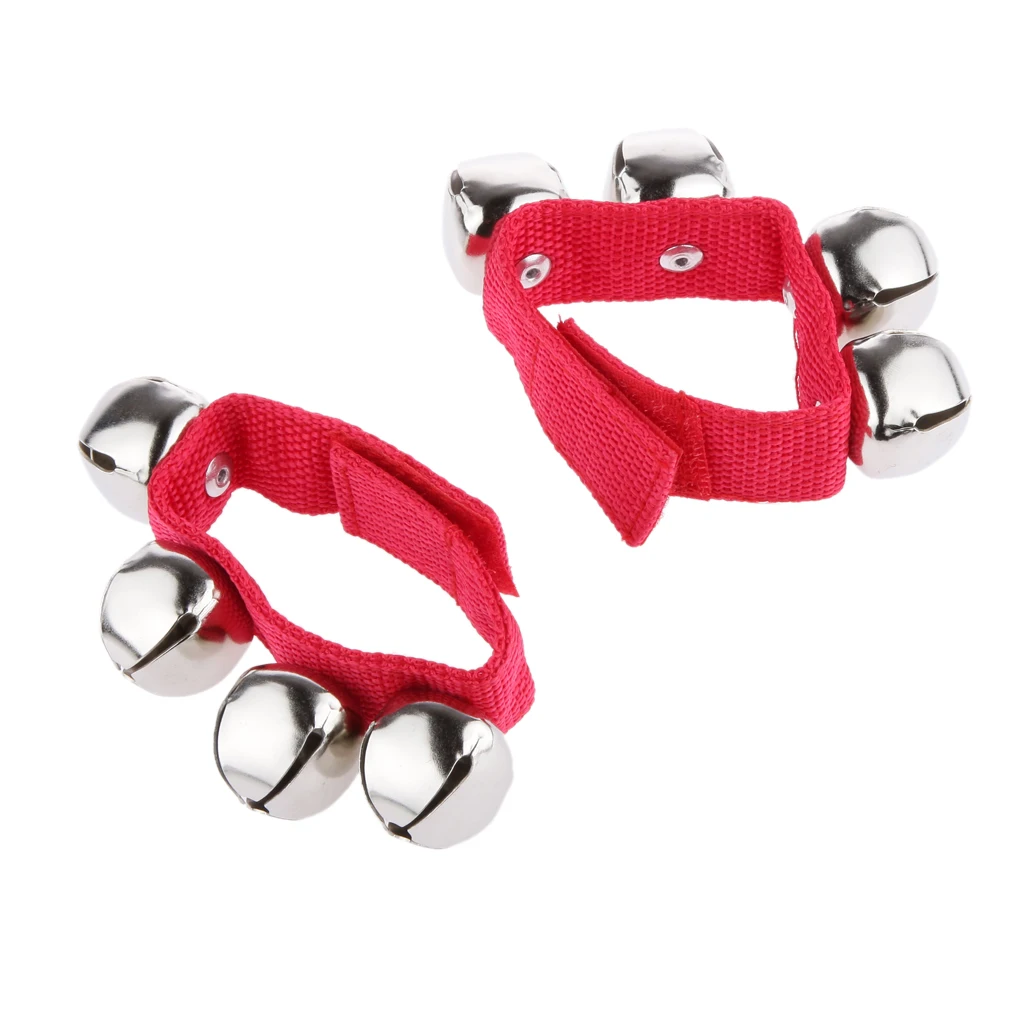 

2x 1 Pair Red Wrist Ankle Bells Jingles Rhythm Instrument Toys for Baby Kids