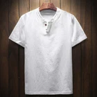 Мужская летняя рубашка с V-образным вырезом, свободного покроя