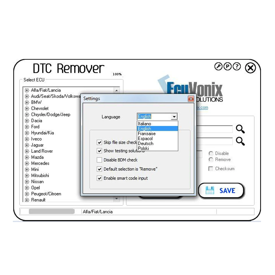 Удалитель ECU DTC 1.8.8.5 DTCRemover удаляет или выключает DTCs в разных ECUs для Alfa Audi BMW Chevrolet
