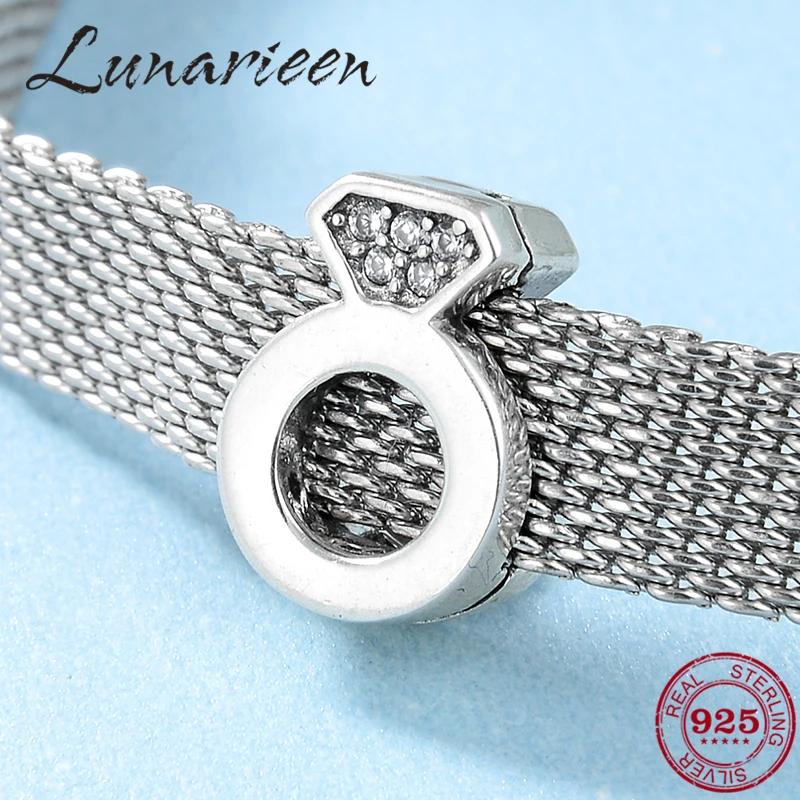 

Hot sale Romantic 925 Sterling Silver Ring shape Clips Beads fit Original reflection Charm Bracelet Jewelry making 2020