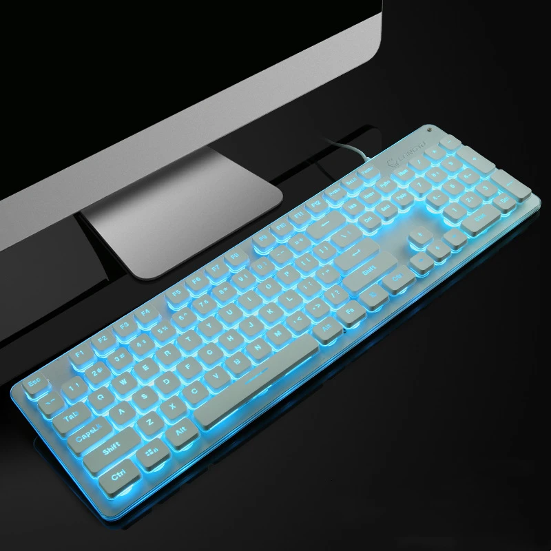 

Gaming Office Mechanical Hand Feeling Keyboard 104 Keys LED Backlit Metal Panel Punk Style Keycaps Ergonomics For Desktop/PC