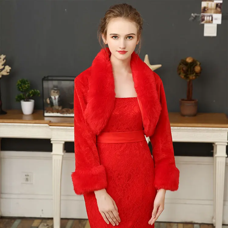 2020 Sale Wedding Lace Bolero Toreritas Mujer Bridal Cape Winter New Collar Coat Cheongsam Bridesmaid Dress Warm | Свадьбы и