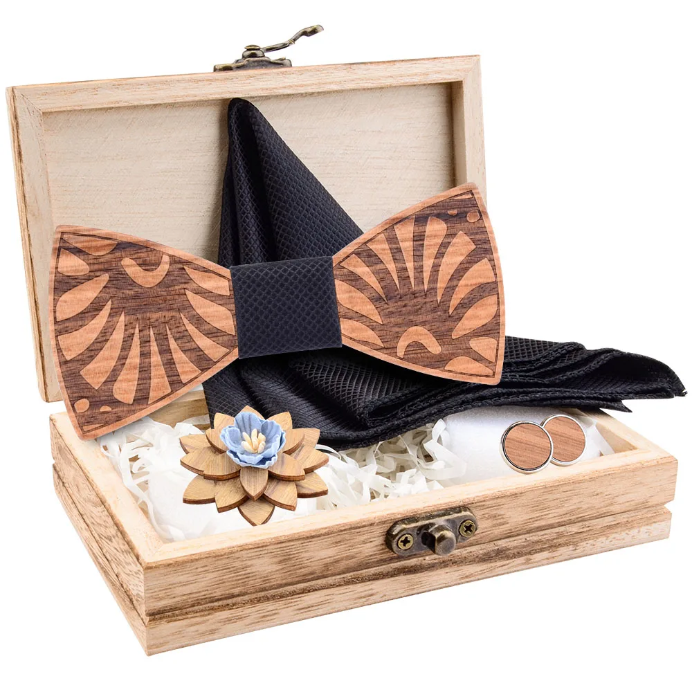 Натуральный 100% деревянный галстук бабочка костюм мужской карманный квадратный