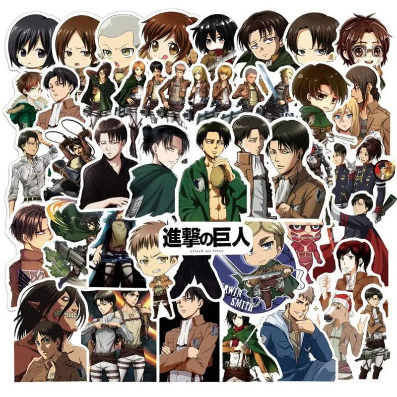 10/30/50 шт в наборе обувь для косплея по аниме атака на Титанов Стикеры s Чемодан