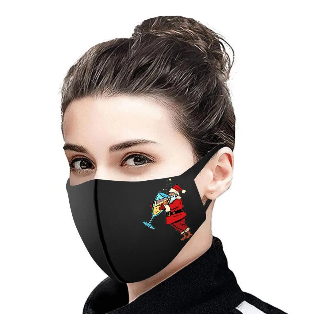 1 шт. Рождественская маска для защиты лица с принтом взрослых моющаяся петлей