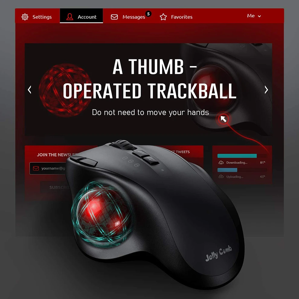 Мышь SeenDa WirelessTrackball Bluetooth-совместимая перезаряжаемая мышь с защитным чехлом