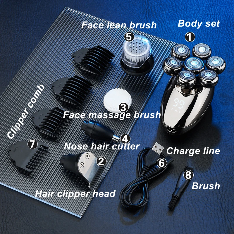 Триммер для бороды Мужской 5 в 1 Аккумуляторный профессиональный триммер волос с 7