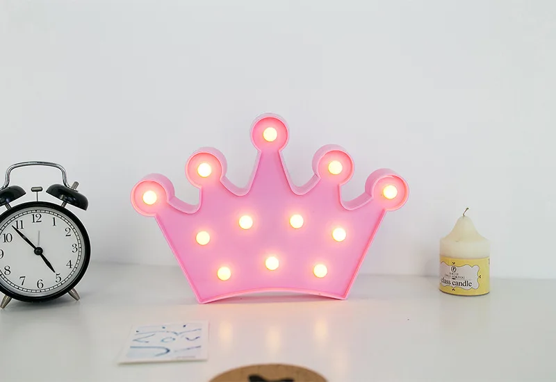 Crown Pink 1 шт. 3V светодиодный ночной Светильник Фламинго ананас кактус ночник Романтический настольная лампа шатер домашнего декора Рождества Батарея ночной Светильник - Испускаемый цвет: Crown Pink