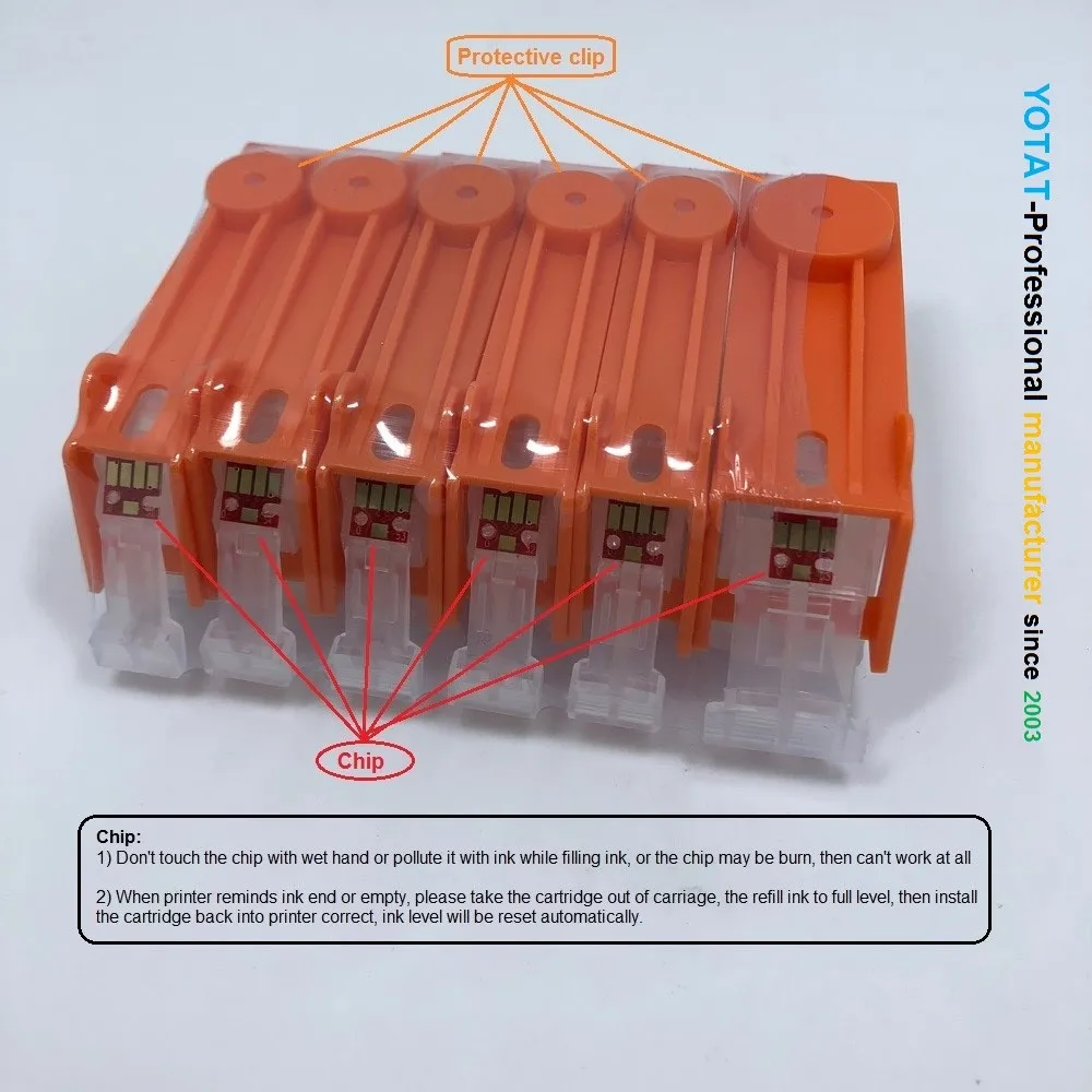 Многоразовый чернильный картридж YOTAT 5 шт. PGI 520 CLI 521 для Canon PIXMA iP3600 iP4600 iP4700 MP540 MP550