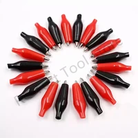 10pcs 28mm metal alligator clip g98 crocodile electrical clamp testing probe meter black red with plastic boot car auto battery