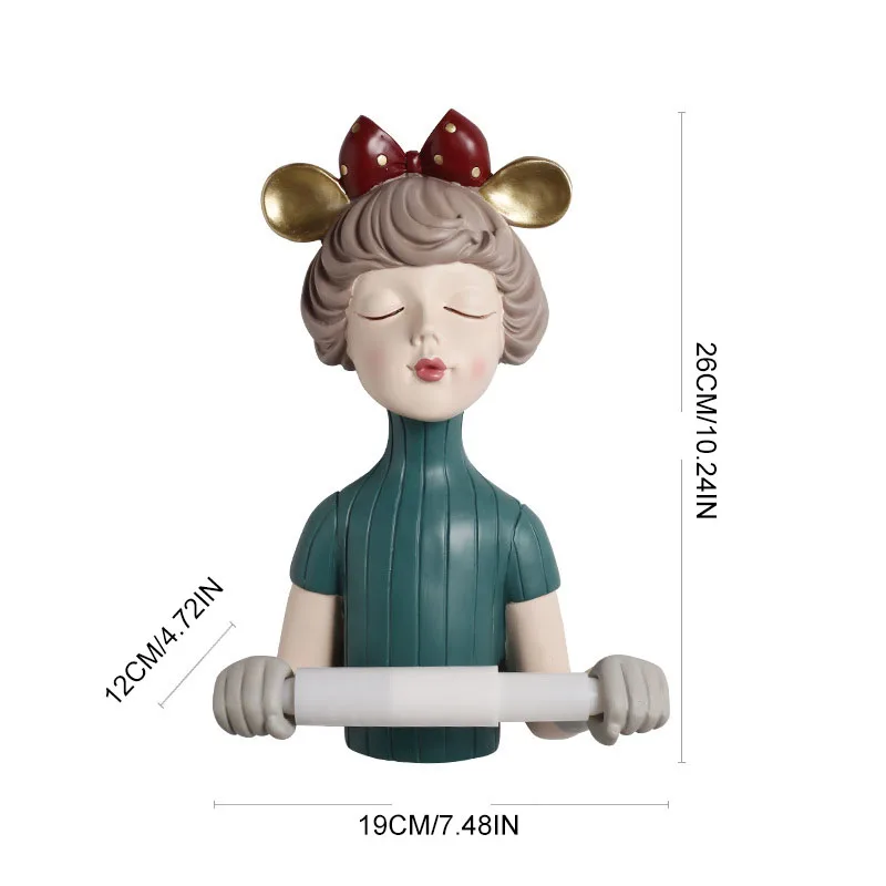 

Nordic Ins Creative Resin Girl Paper Towel Rack Home Living Room Bathroom Kitchen Wall Hanging Towel Rack Bathroom Pendant Decor