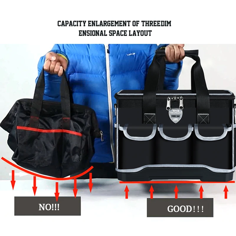 

YLD 2021 Upgrade Tool Bag 13/16/18/20 in Electrician Bag 1680D Oxford Waterproof Wear-Resistant Strong Tool Storage Toolkit