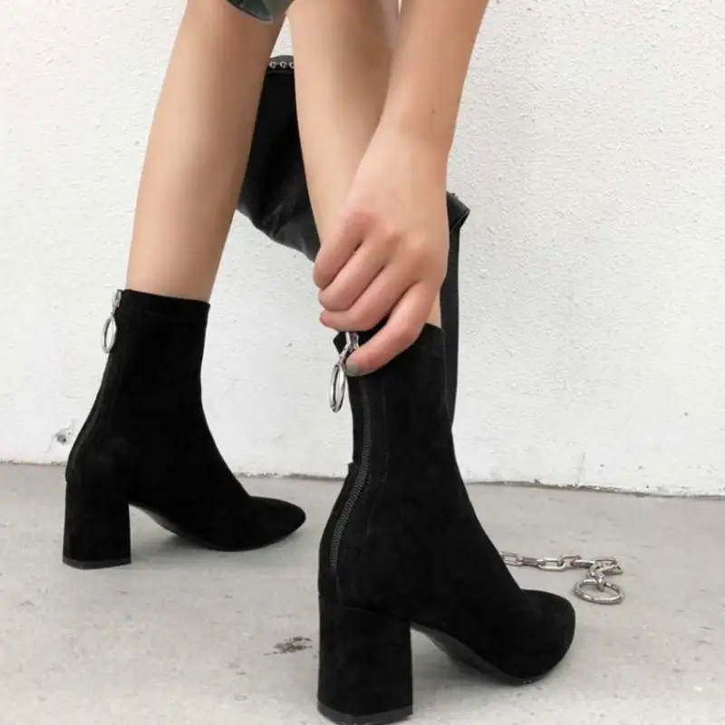 RIZABINA/новые женские полусапожки на плоской подошве зимняя обувь из натуральной