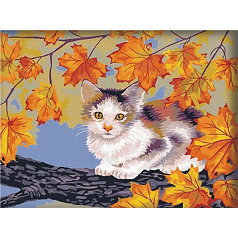 Cat 23 Рамка Животные Кошки Сделай Сам Набор для рисования по номерам Современная Настенная художественная картина холст краски уникальный подарок для домашнего декора небо gato - Цвет: Cat 23