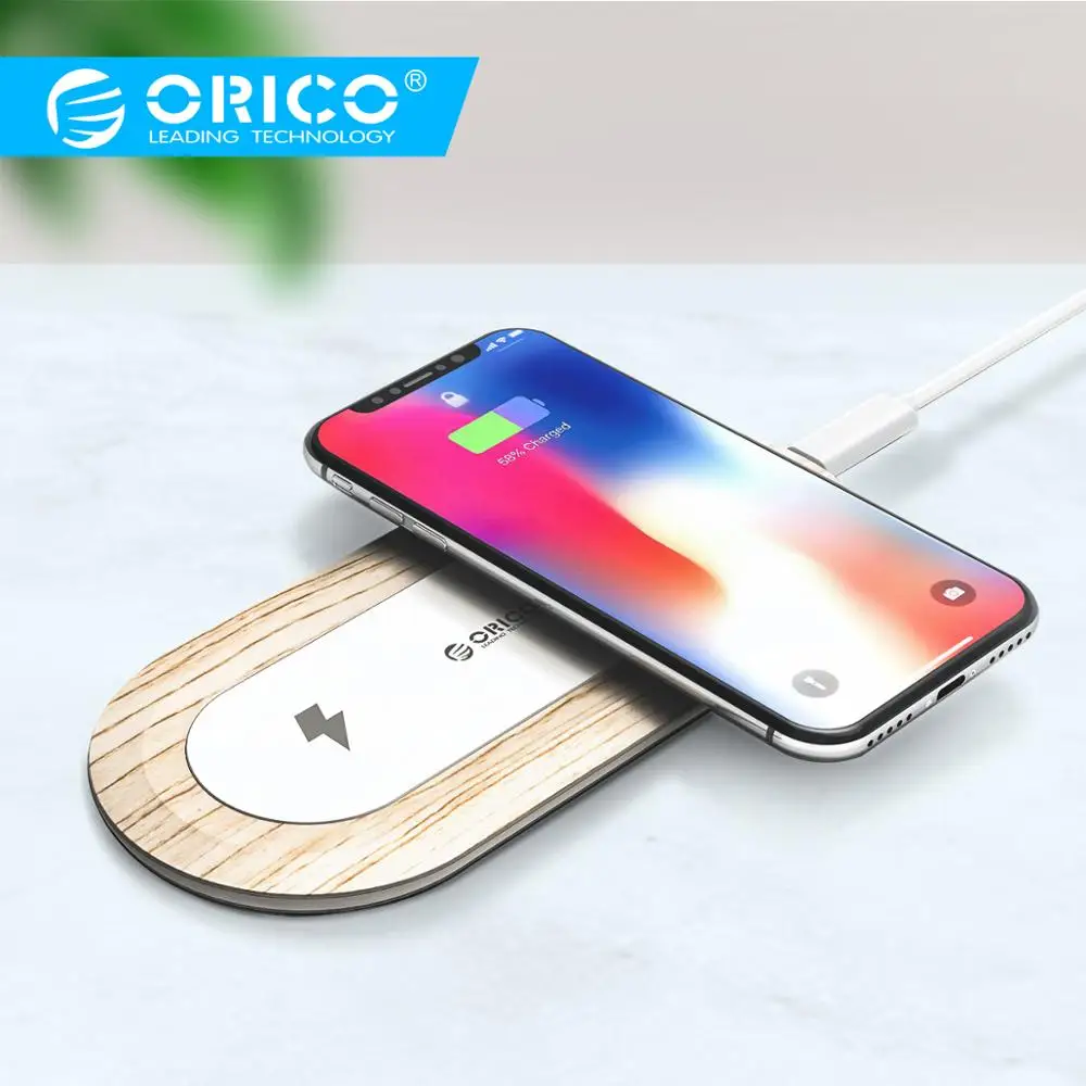 ORICO Беспроводное зарядное устройство для samsung Galaxy S9 S8 Plus Дерево Мода 10 Вт Зарядное устройство Быстрая Беспроводная зарядка для iphone X 8 Plus