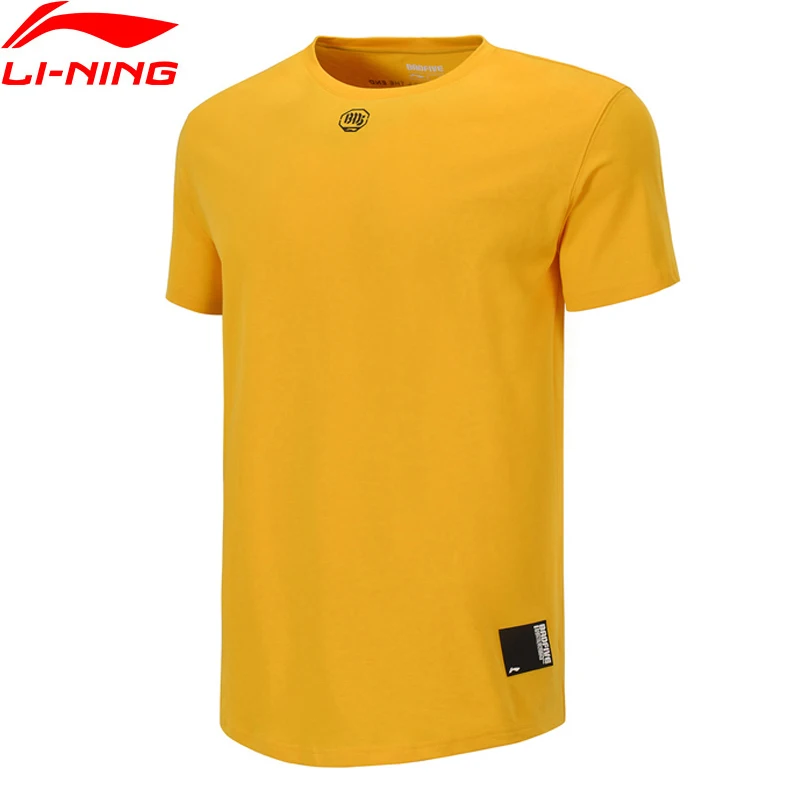 Li-Ning мужские баскетбольные футболки из серии BAD FIVE, свободные спортивные футболки с подкладкой из хлопка, футболки с коротким рукавом AHSP101 MTS3095