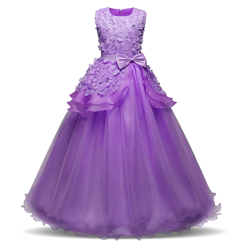 Летнее Тюлевое платье принцессы с цветочным принтом для девочек