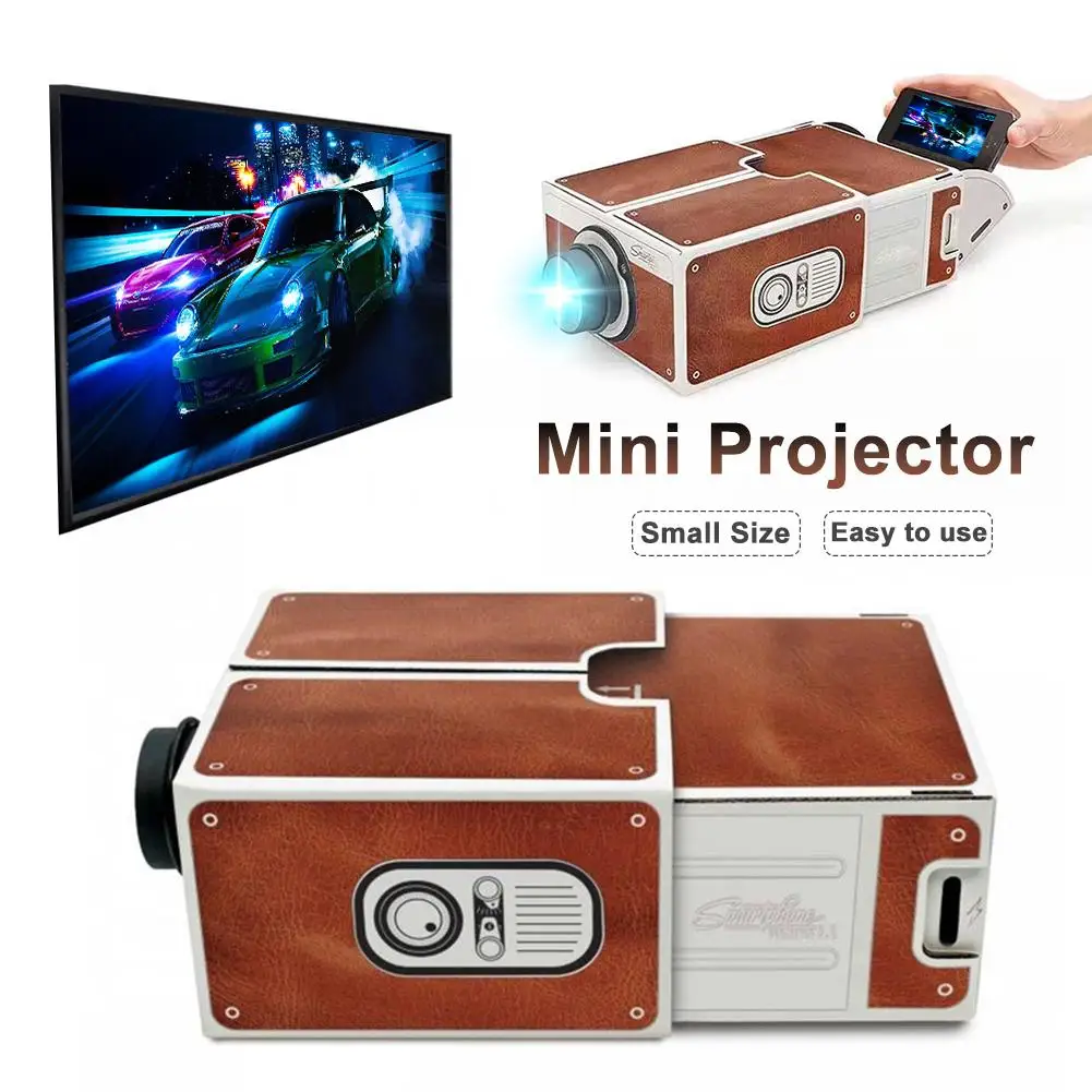 Mini Portable 3D Cardboard Adjustable Mobile Phone Projector Smartphone Projector Light Novelty  Hou