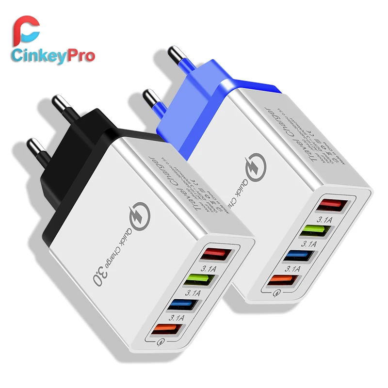 4-Порты USB Зарядное устройство для samsung iPhone huawei стены мобильного телефона 5 V/3.5A Универсальный адаптер быстрой зарядки CinkeyPro