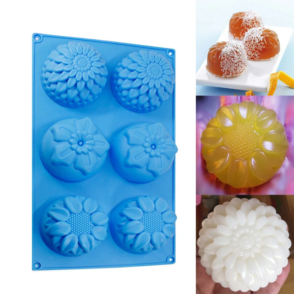 6 Cavity Flower Shaped Silicone DIY Handmade Soap Candle Cake Mold Supplies Hole Crafts fast sent wholesale | Дом и сад