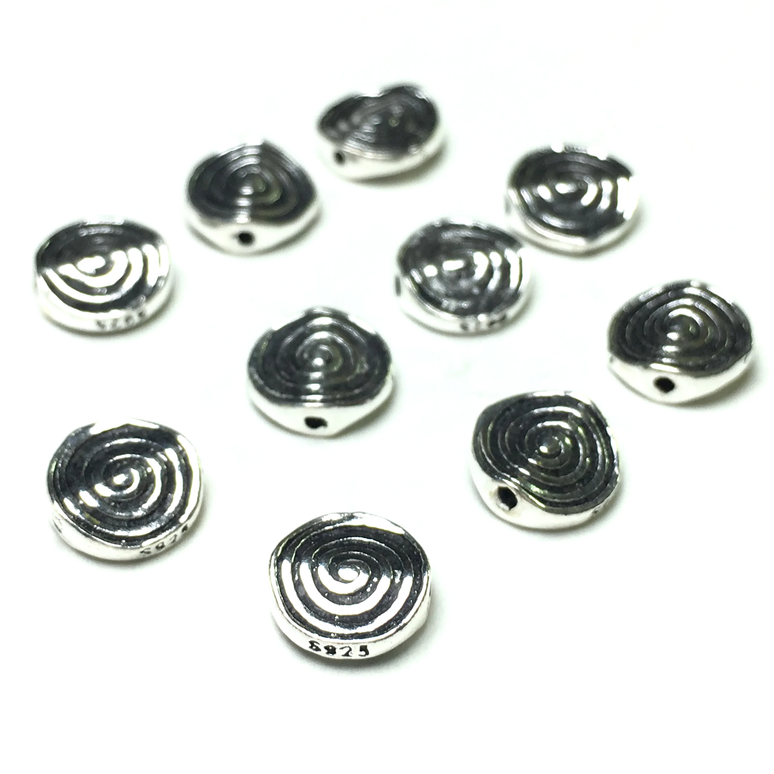 

8x8mm 10Pcs Carved Loose Spacer Charm 925 Sterling Silver Beads For Handmade Jewelry Making DIY Bracelets Necklace Accessories