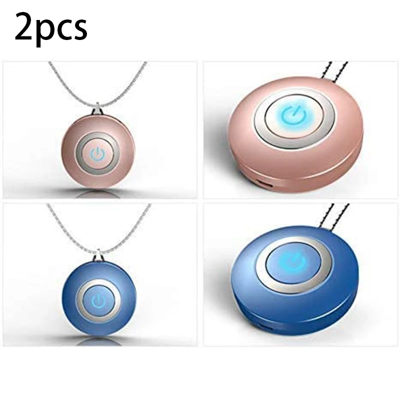 

2 Pcs USB Portable Wearable Air Purifier, Personal Air Necklace Negative Ion Air Freshener No Radiation Low Noise