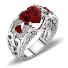 Кольцо с красным цирконием для женщин, классическое модное обручальное кольцо принцессы с красным сердцем, свадебные аксессуары, бижутерия для подруги, лучший подарок