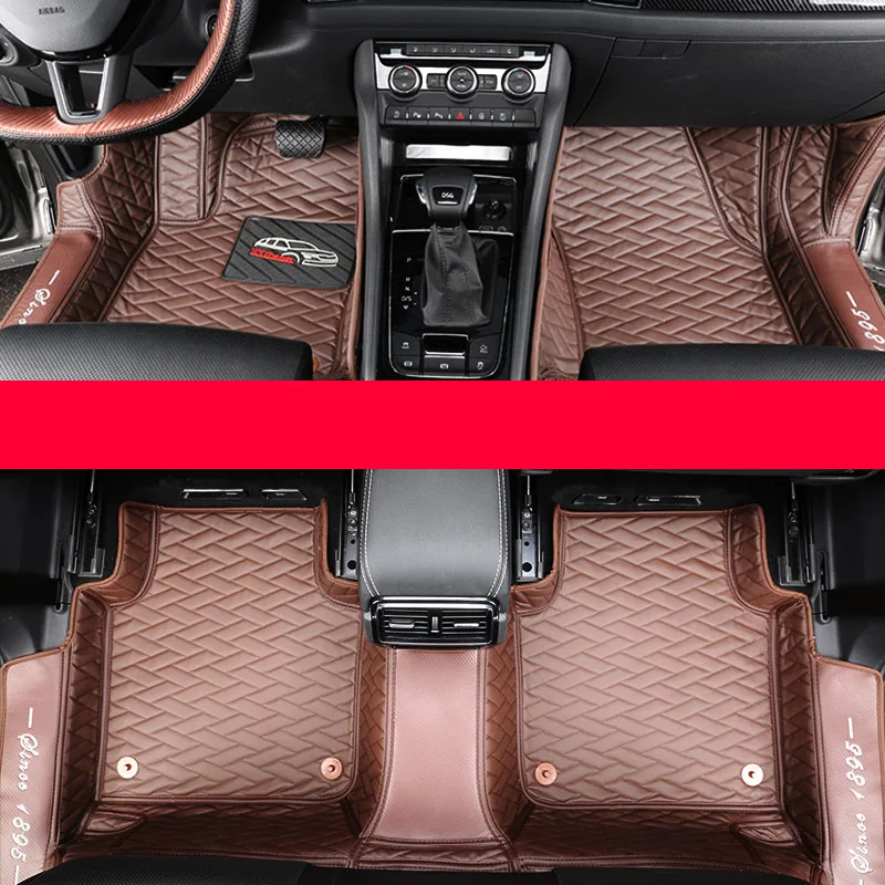 GT brown 1 Lsrtw2017 волоконный кожаный коврик для салона автомобиля коврик для ног для Skoda Kodiaq GT аксессуары для интерьера - Название цвета: GT brown 1