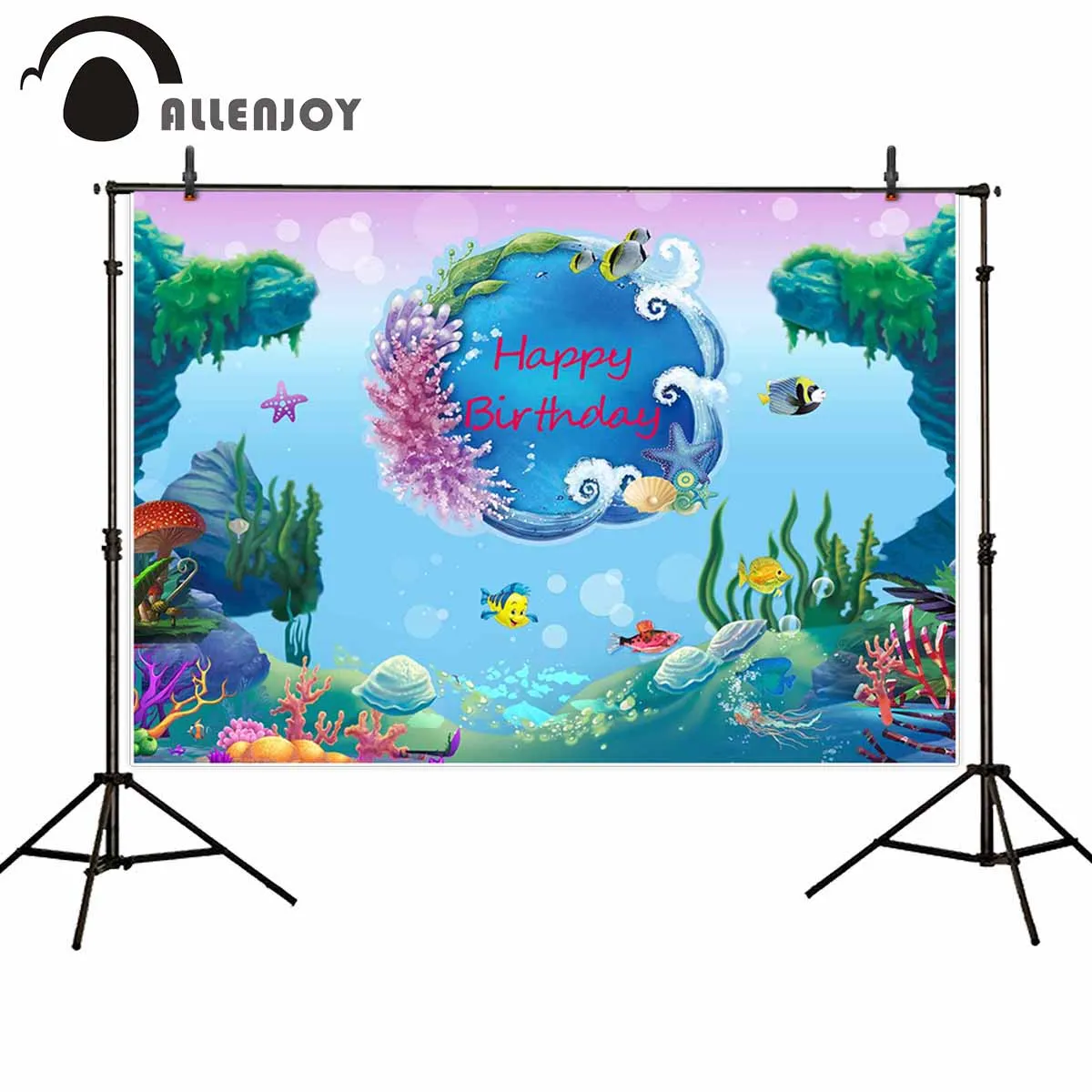 

Allenjoy Undersea Background Decor Happy Birthday Child Party Banners Summer Fishes Baby Shower Backdrop Photophoto Wallpaper