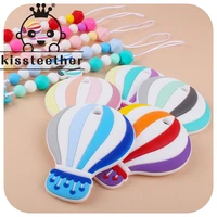 kissteether hot air balloon baby teether food grade silicone pacifiers holder bpa free child chewable toys baby nursing set