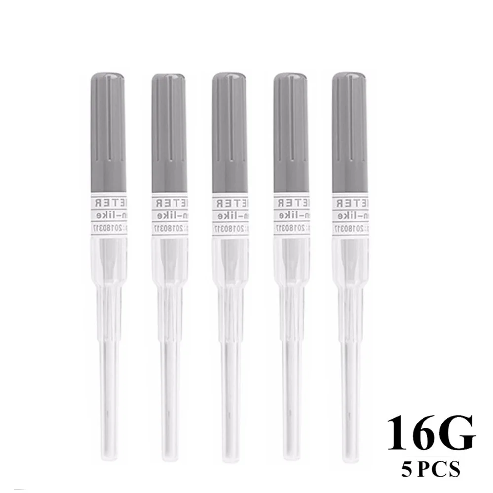 5 шт. 16 г стерилизованные иглы для пирсинга И. В. Катетера татуировок ювелирные