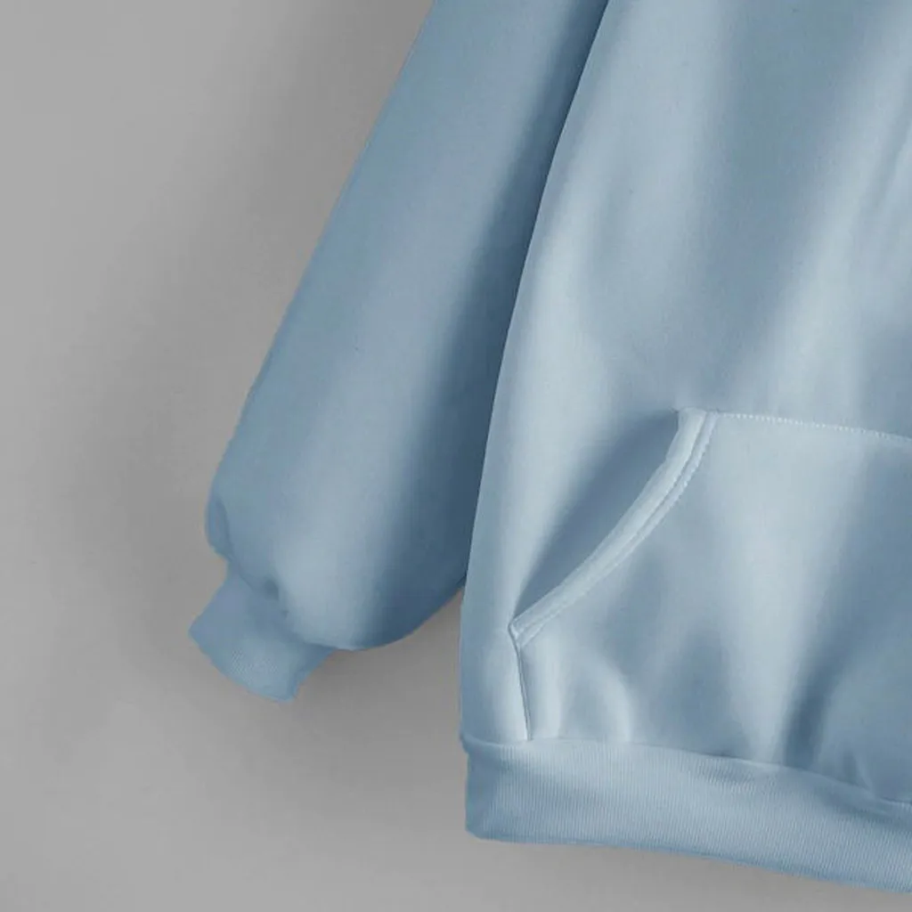 

Sweatshirt Ladies Casual Solid Color Hooded Pocket Autumn Long Sleeve Full Sweater Sweater Regular Women's Sweatshirt #SRN