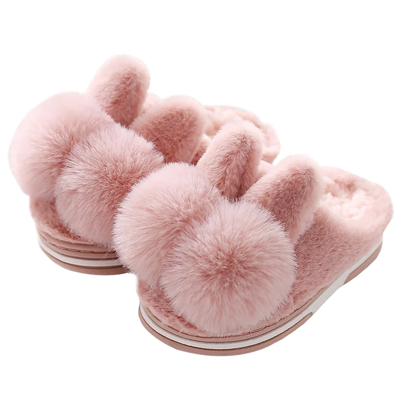 Детские зимние домашние тапочки с бантом детские для маленьких девочек