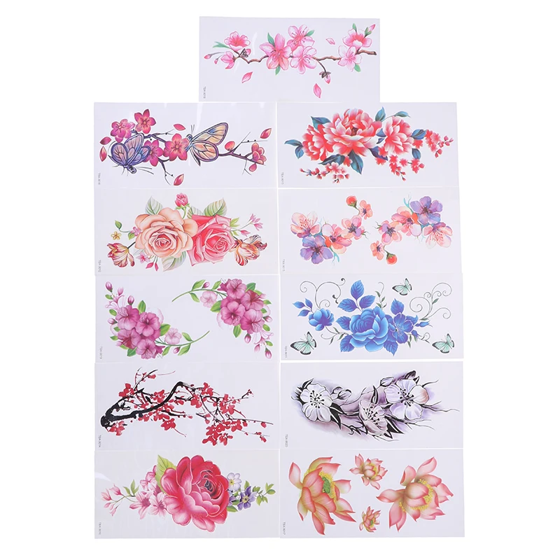 

Flower Temporary Tattoos For Women Hand Tattoo Sticker Fashion Body Art Waterproof Arm Shoulder Fake Tatoo Paper Fashion