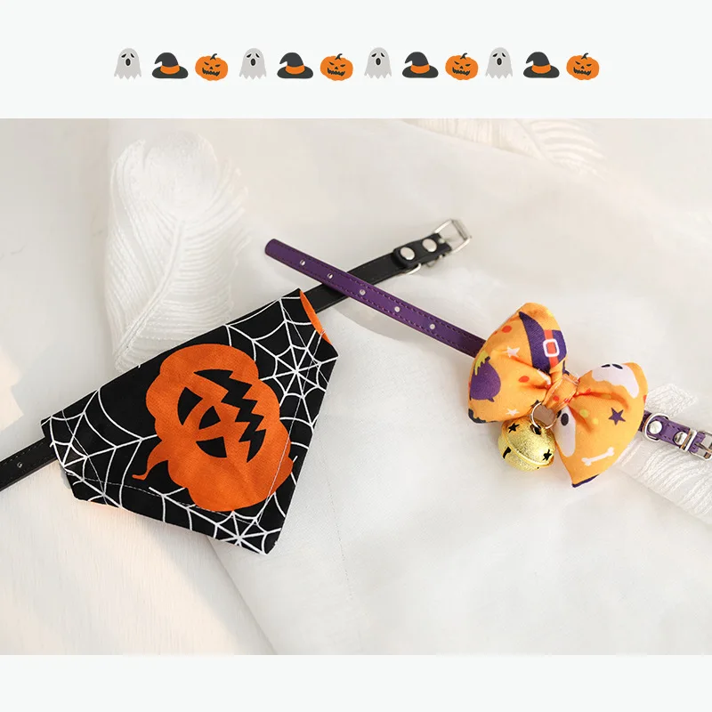 Ошейник для кошки на Хэллоуин с бантиком ошейник котенка колокольчиком