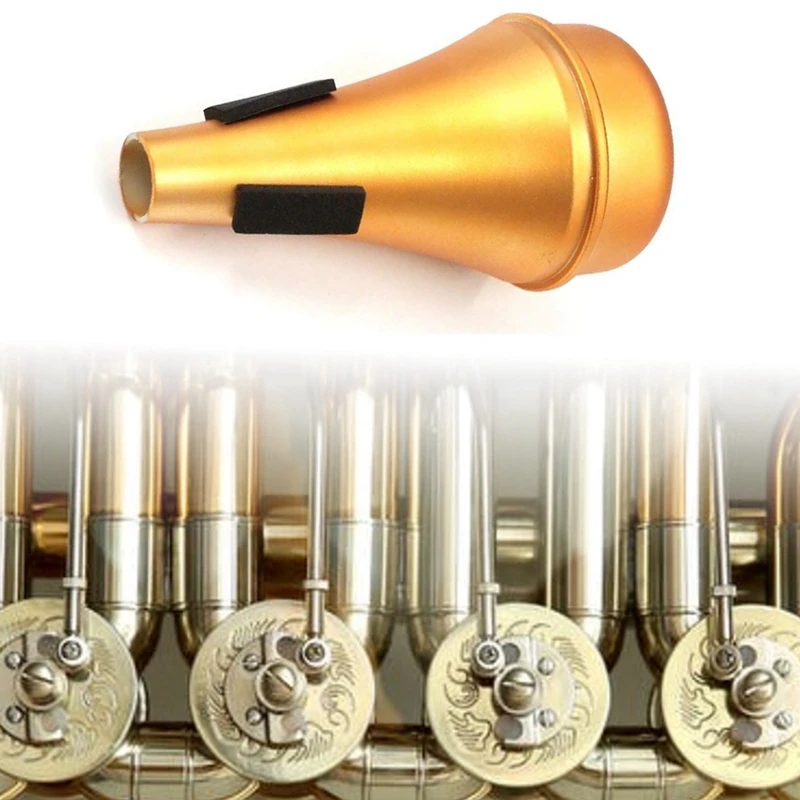 

Light-Weight Practice Trumpet Straight Mute Sourdine Brass Musical Instruments Part Accessories (Gold)