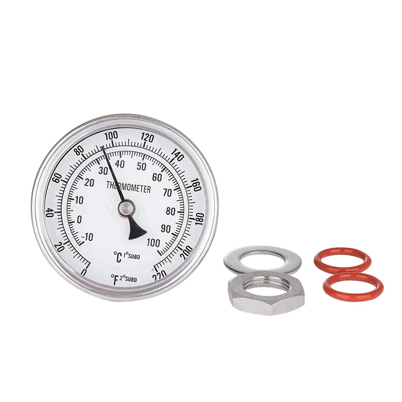 

Weldless Bi-metal Thermometer Kit, 3"Face & 2"Probe, 1/2"MNPT, 0~220F degree, Beer Brewing Thermometer, Homebrew Kettle
