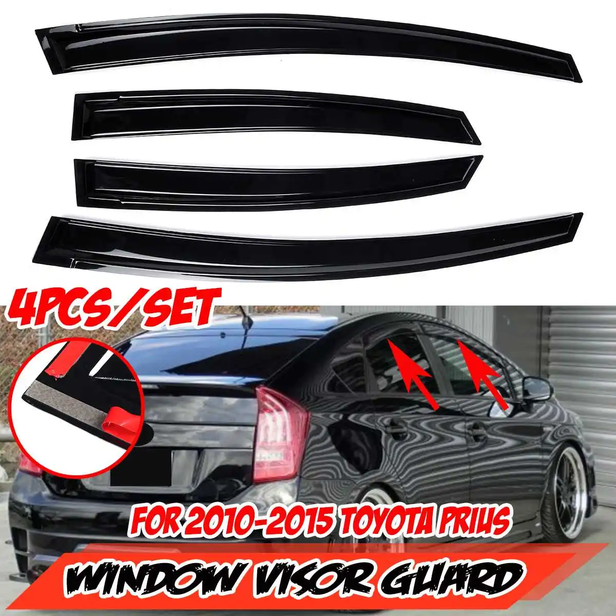 

4x Car Side Window Deflector Visor Guard Vent Rain Guard For TOYOTA For PRIUS 2010-2015 Door Visor Cover Trim Awnings Shelters
