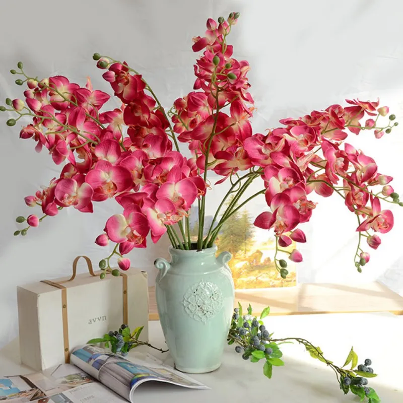 

1 Head Romantic Butterfly Orchid Flower Silk Floral Party Wedding DIY Home Decor Candy Color Weeding Decoration 2020 DIY