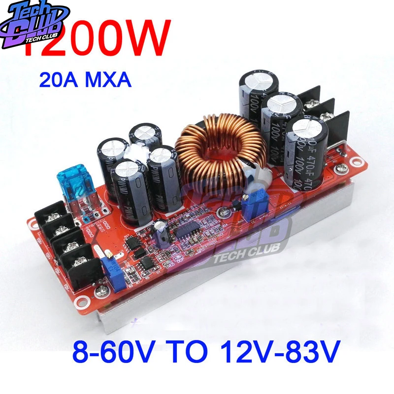 Повышающий Модуль постоянного тока с регулируемым напряжением в 8 60 20 А 1200
