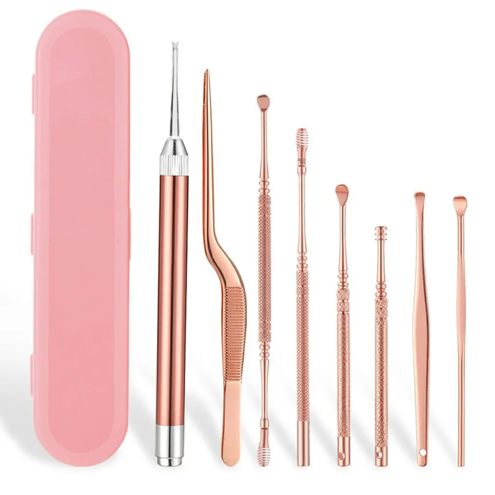 

LED Ear Wax Pickers Stainless Steel Earpick Wax Remover Curette Ear Pick Cleaner Ear Cleaning Spoon Care Ear Clean Tool