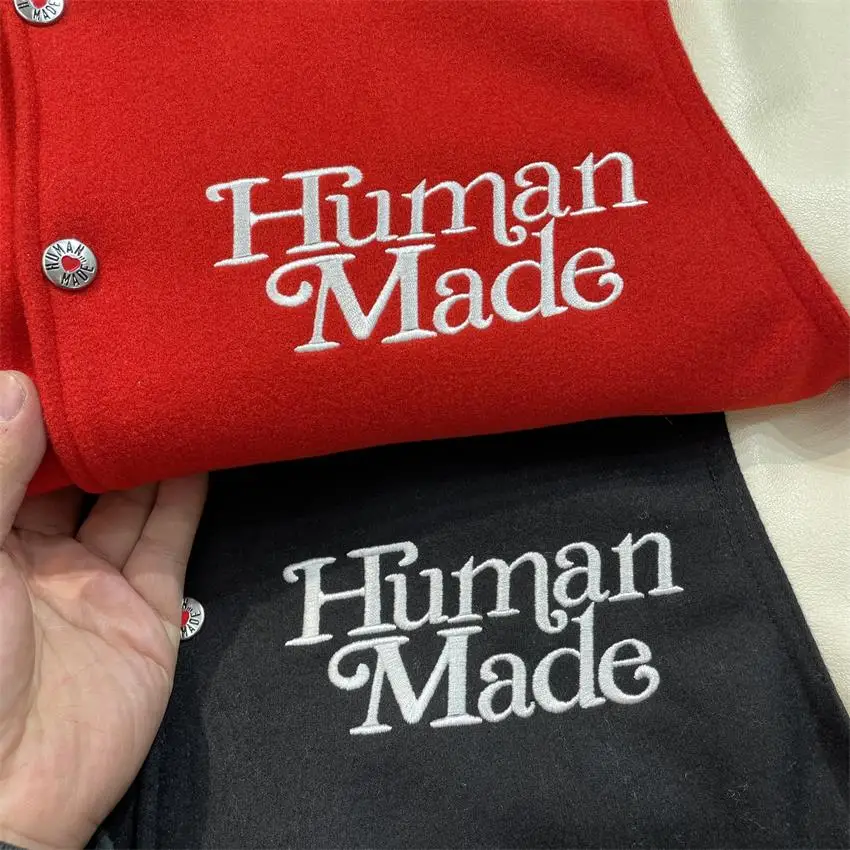 

Human Made Girls Don't Cry Baseball Jacket Men Clothing Women PU Leather Bomber Coats Winter Harajuku Japanese Brand Motorcycle