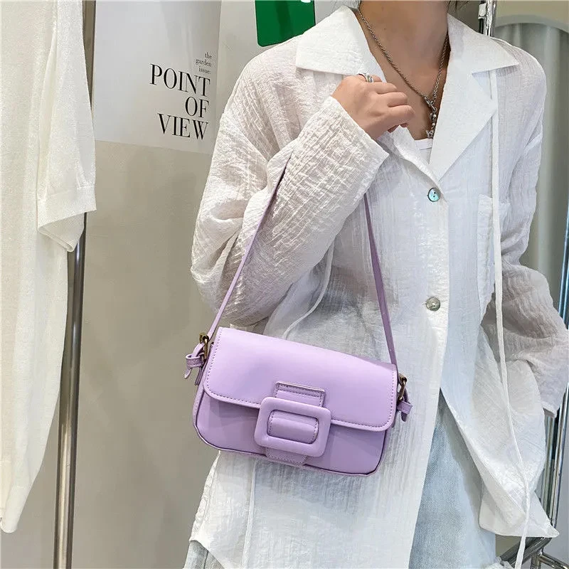 

Новое поступление 2022, однотонная сумочка-Багет в стиле ретро, женская простая сумка-мессенджер, ранцы, повседневная Молодежная женская сумк...